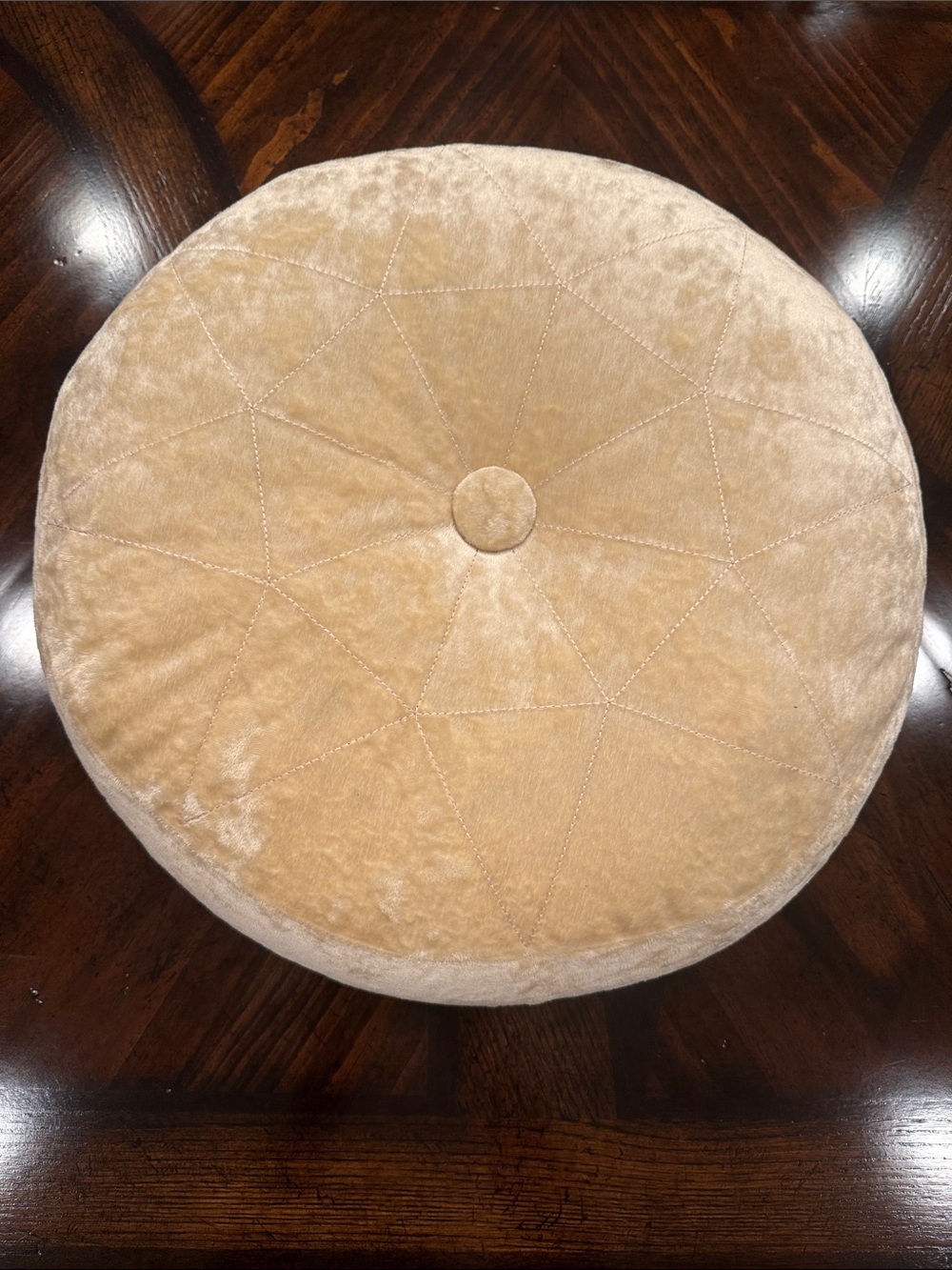 18x18 Crushed Velvet Round Accent Pillow - Cream